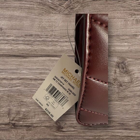 Michael Kors Jet Set Travel Small Coin Pouch ID Holder Wallet Oxblood NWT - Picture 2 of 7